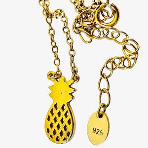 By STERLING FOREVER Pineapple Cutout Pendant Necklace Silver & Gold Wash GIRLS
